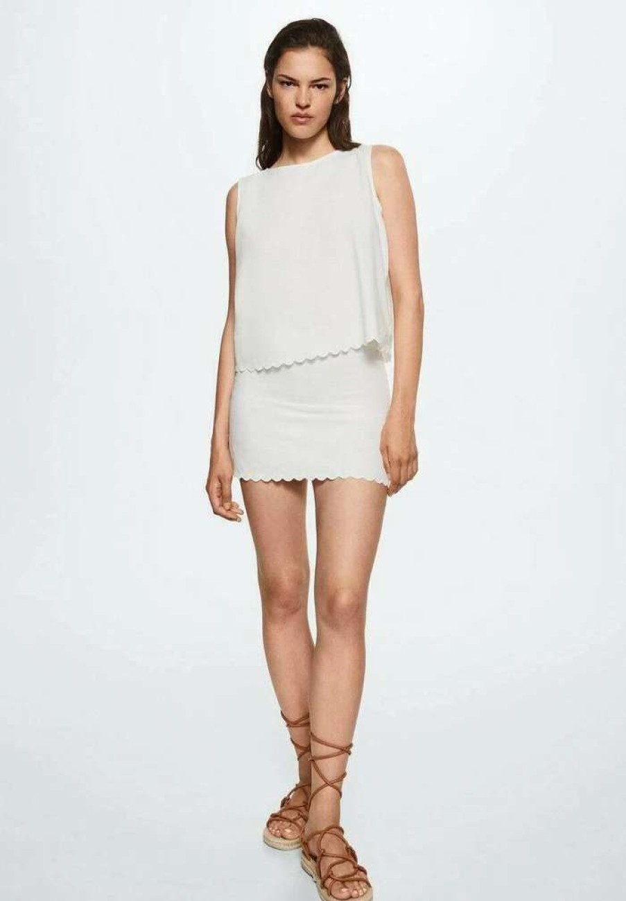 Clothing * | Mango Almond A-Line Skirt White