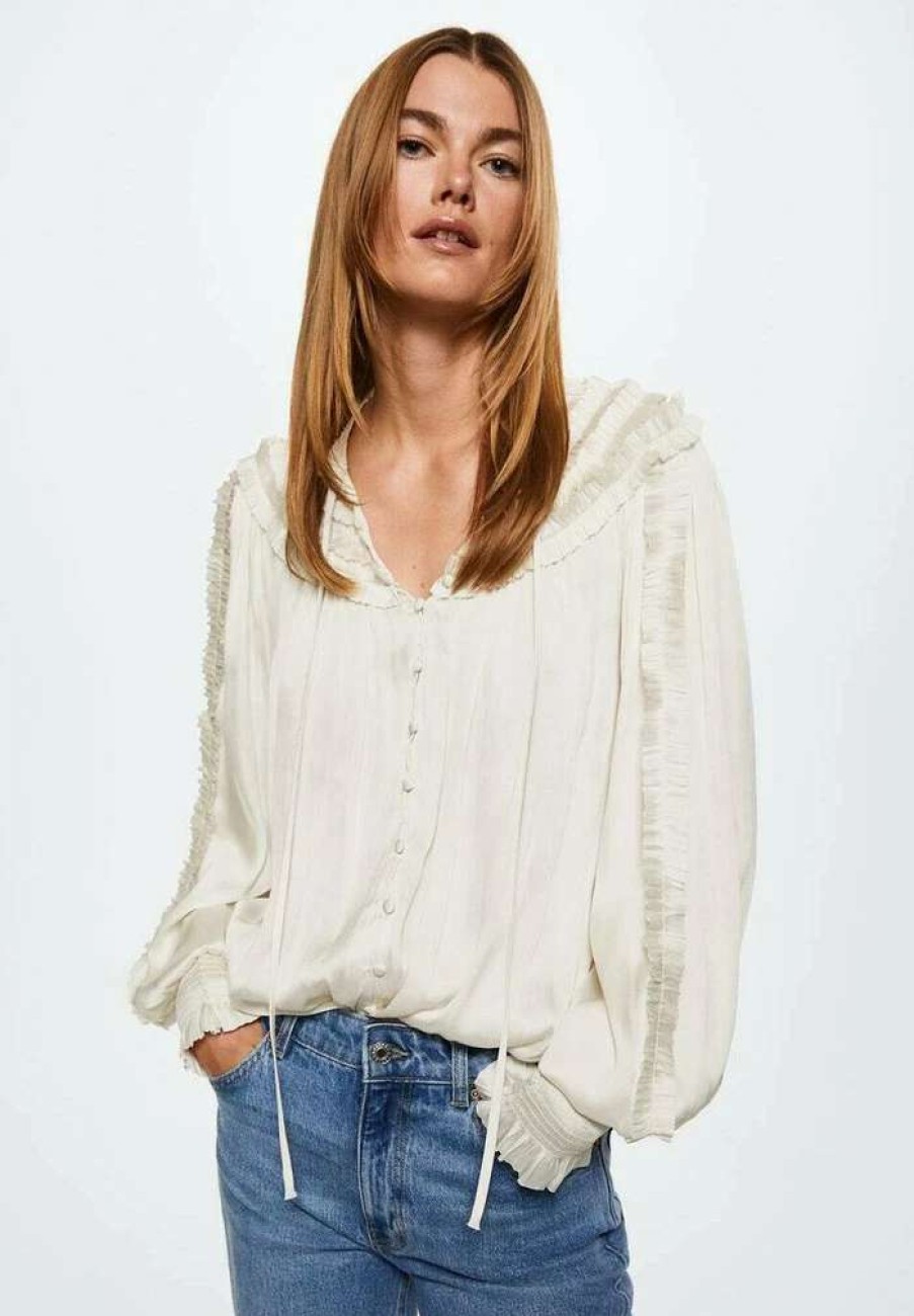 Clothing * | Mango Crumble Blouse Blanc Casse