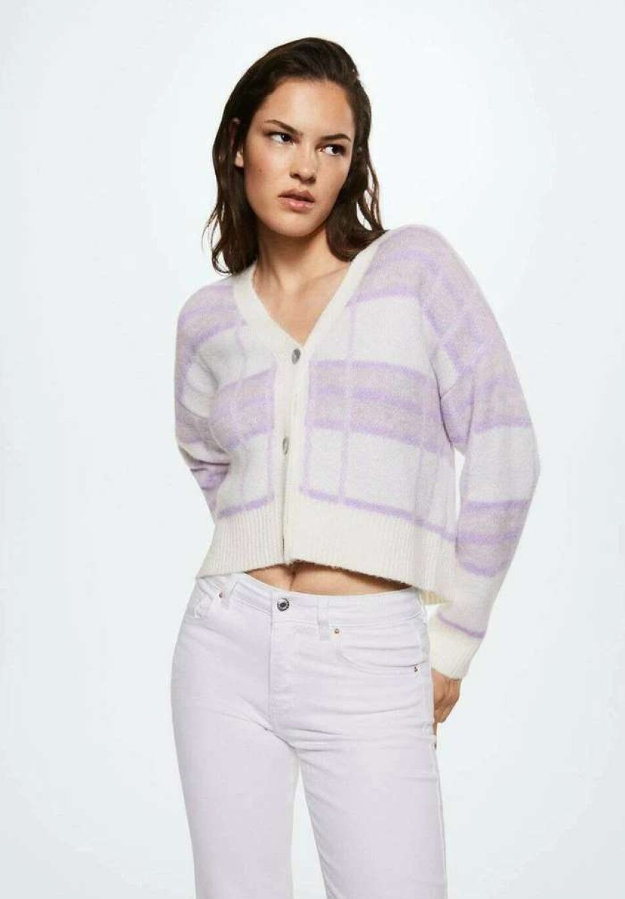 Clothing * | Mango Lienzo Cardigan Jasny Pastelowa Purpura