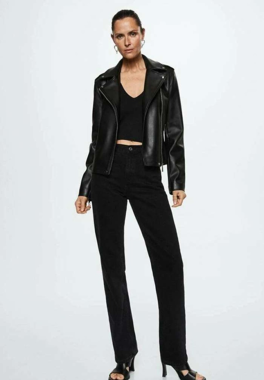 Clothing * | Mango Liz Faux Leather Jacket Noir