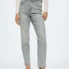 Clothing * | Mango Newmom Straight Leg Jeans Gris Denim