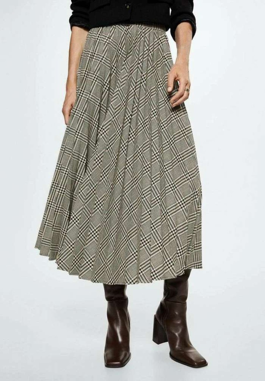 Clothing * | Mango Pleat A-Line Skirt Blanc