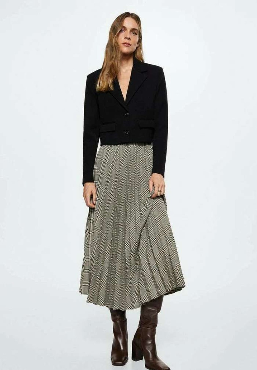 Clothing * | Mango Pleat A-Line Skirt Blanc