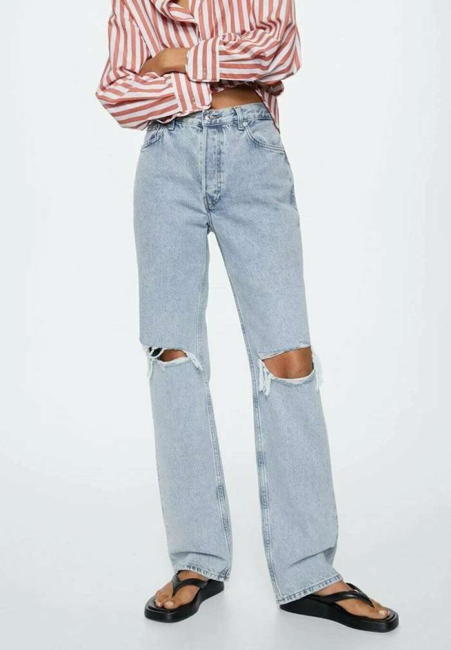 Clothing * | Mango Zoe Straight Leg Jeans Blu Medio