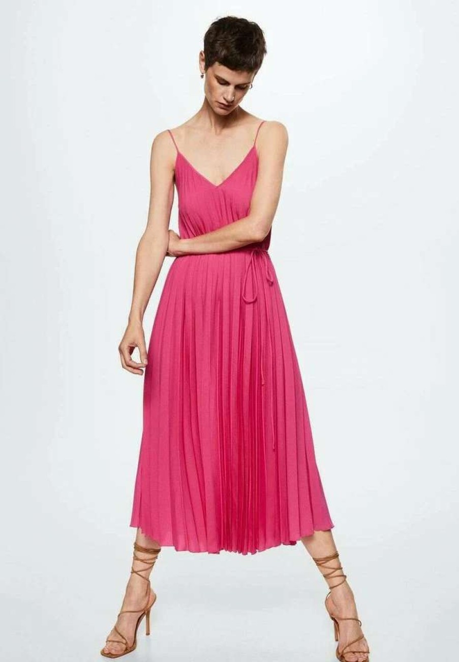 Clothing * | Mango Fortuny Day Dress Fuchsia