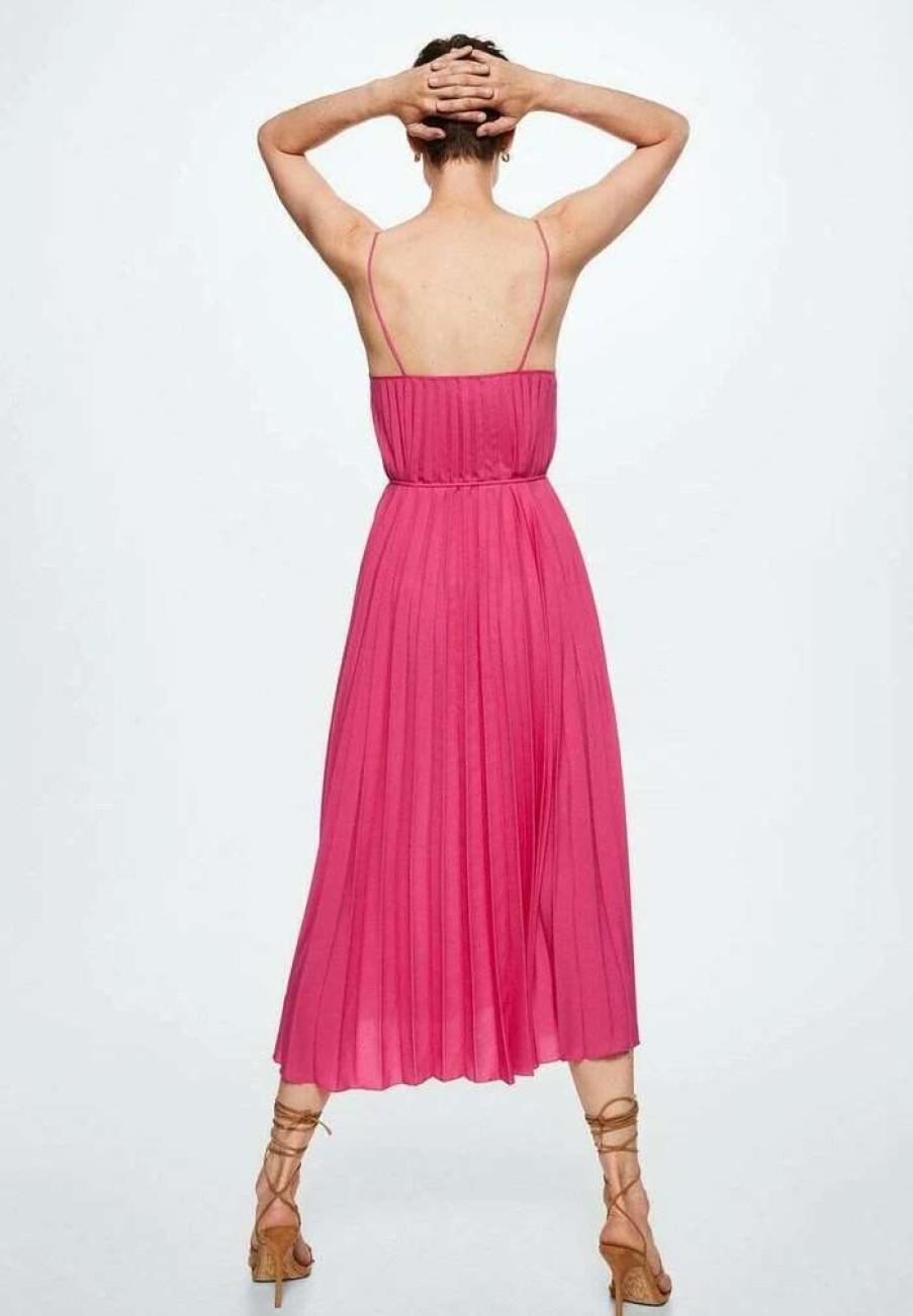 Clothing * | Mango Fortuny Day Dress Fuchsia