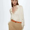 Clothing * | Mango Ideale Button-Down Blouse Offwhite