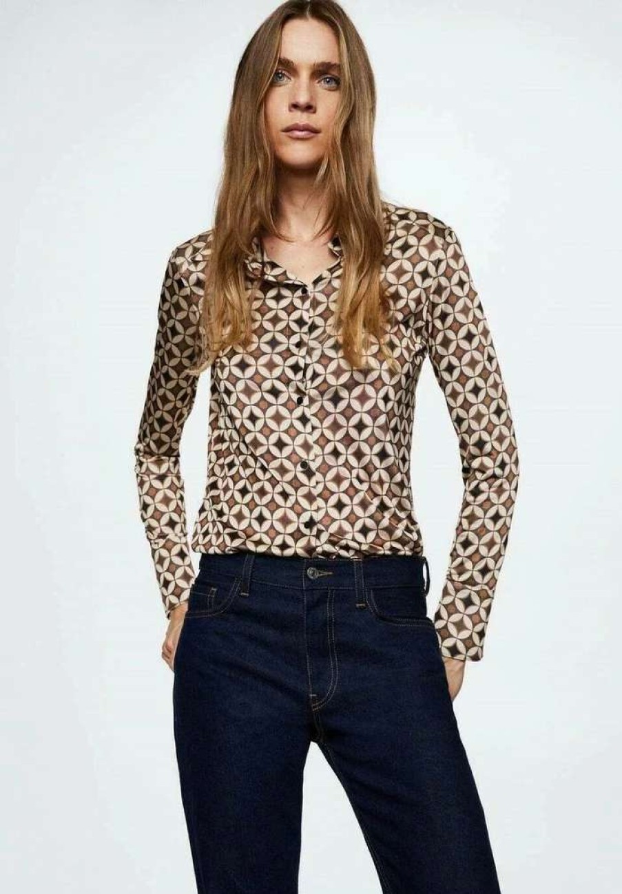 Clothing * | Mango Celi Button-Down Blouse Bruin