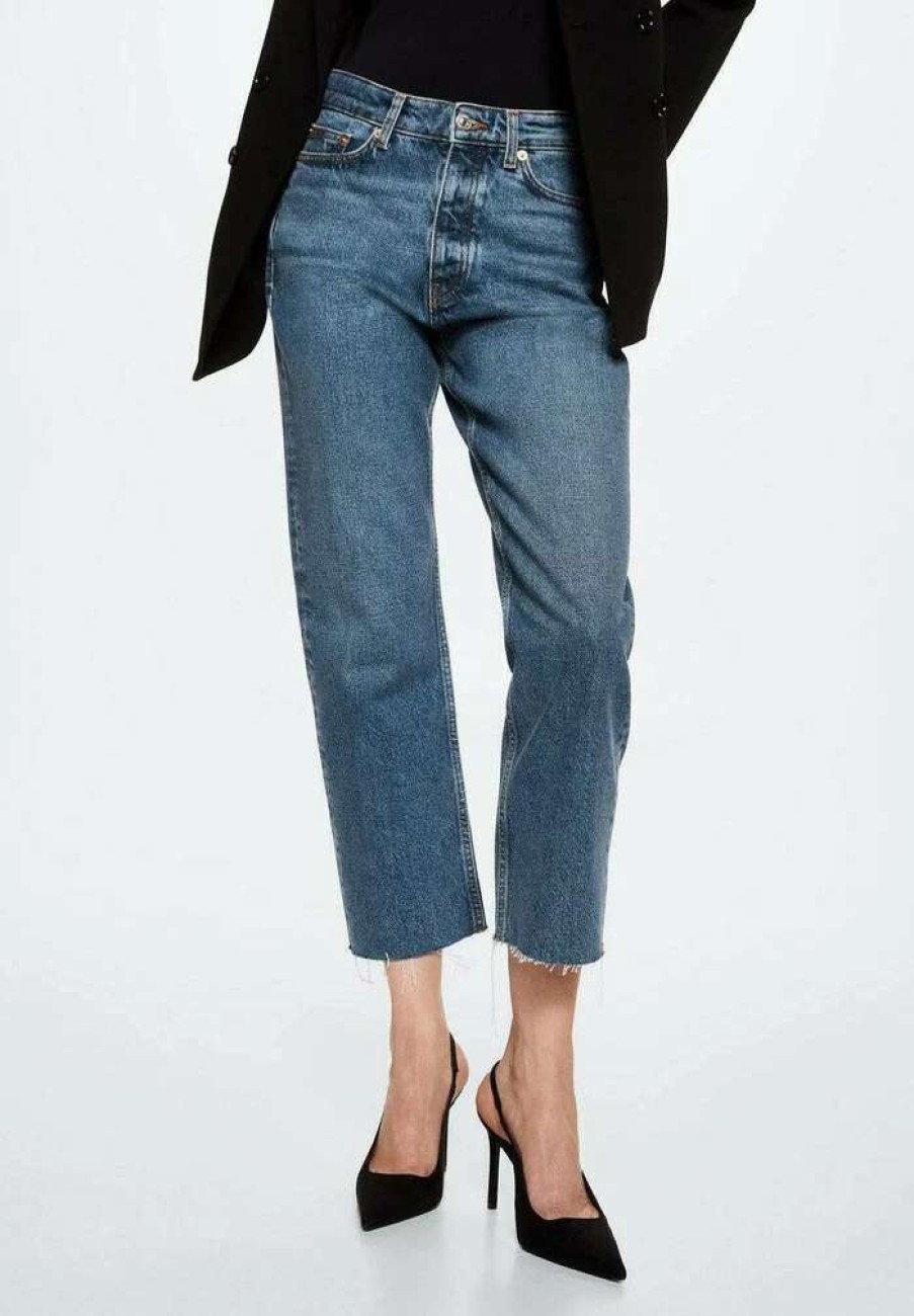 Clothing * | Mango Havana Straight Leg Jeans Bleu Fonce