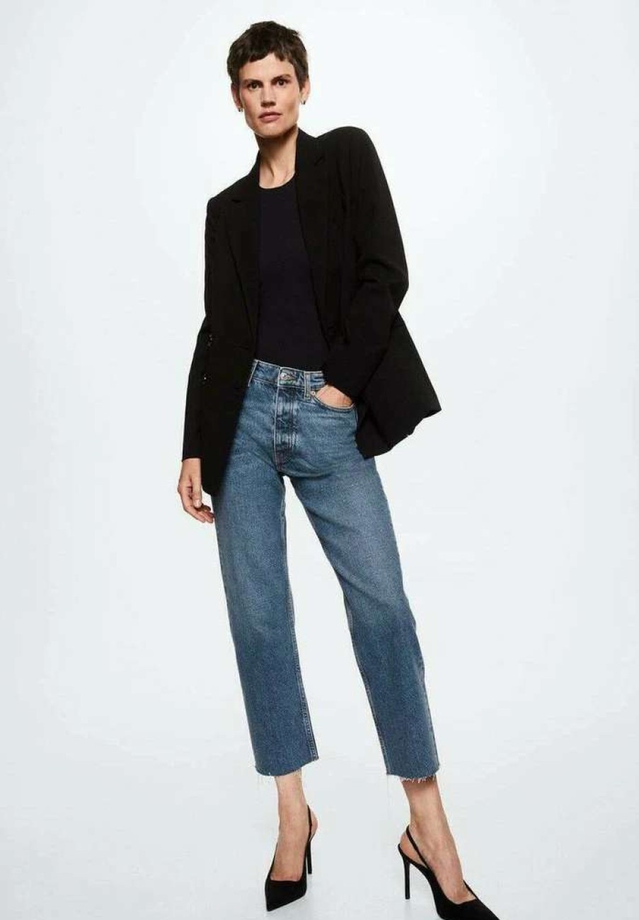 Clothing * | Mango Havana Straight Leg Jeans Bleu Fonce