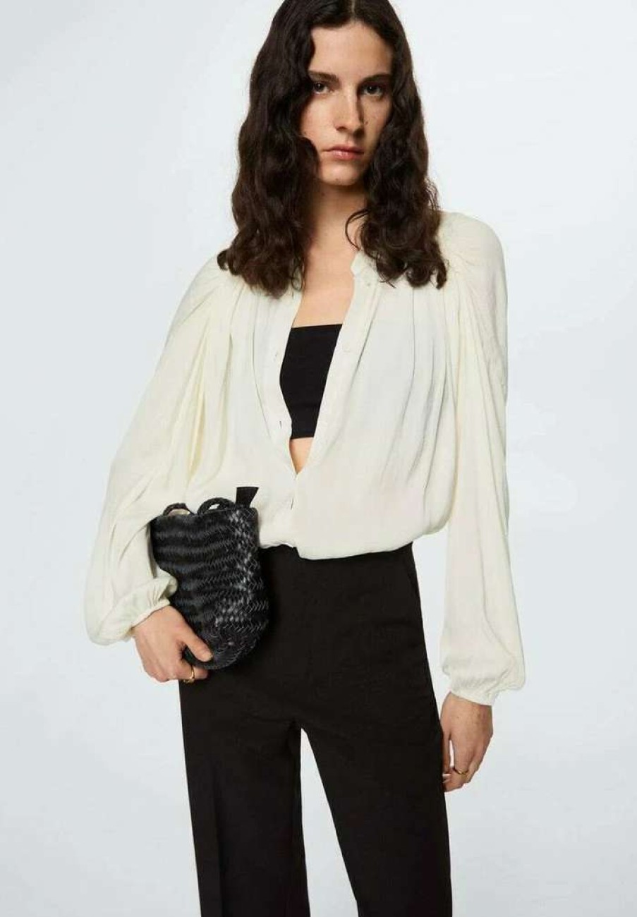 Clothing * | Mango Aqua Button-Down Blouse Off White