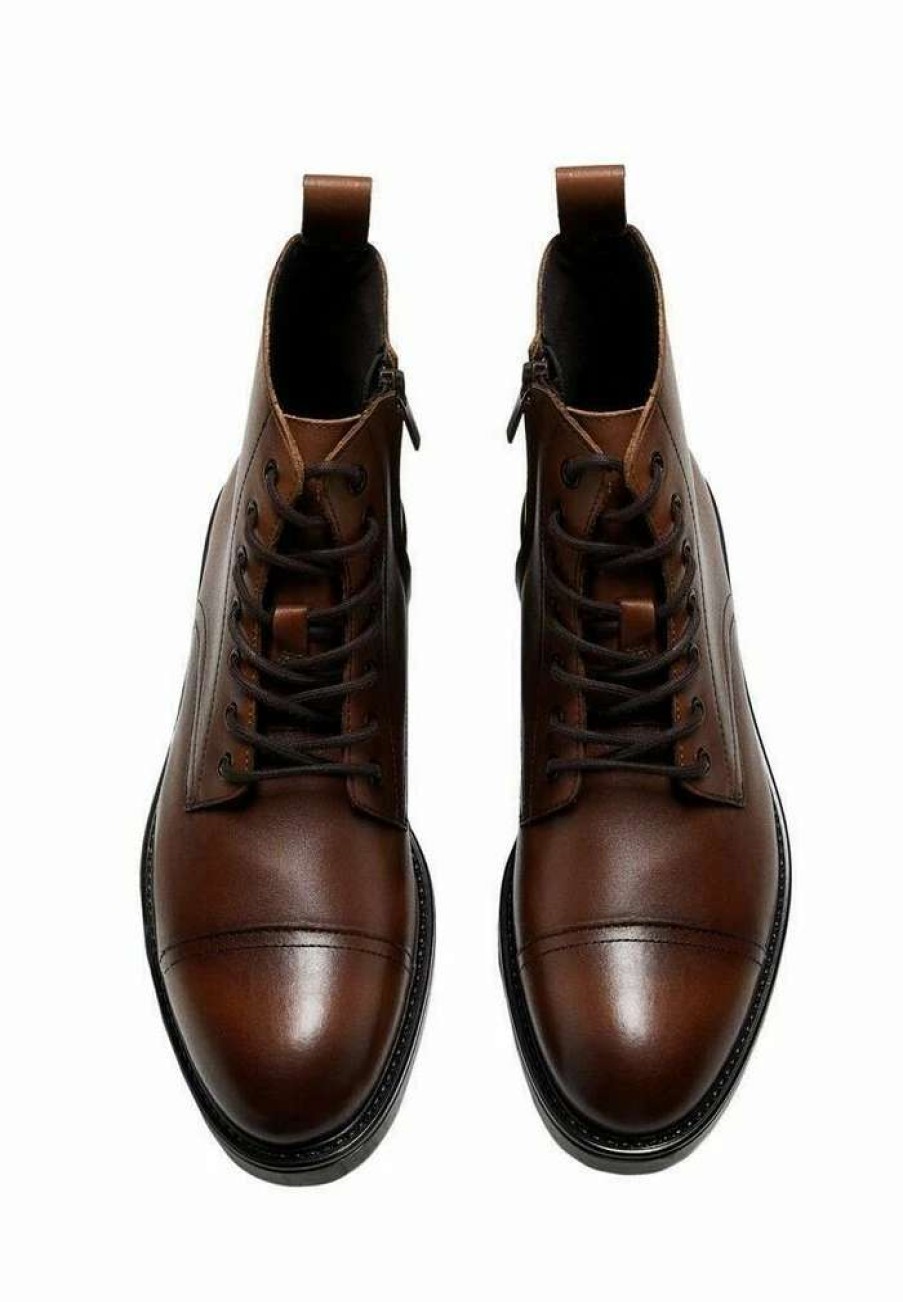 Shoe * | Mango Cortona Lace-Up Ankle Boots Mittelbraun