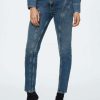 Clothing * | Mango Costuras Slim Fit Jeans Bleu Fonce