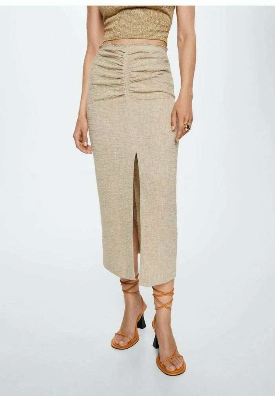 Clothing * | Mango Chunky Pencil Skirt Sable