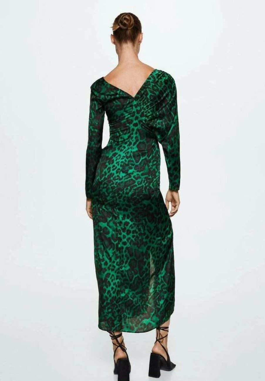 Clothing * | Mango Leopard A Day Dress Gronn