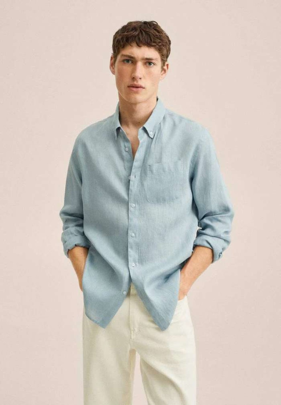 Clothing * | Mango Avispa Shirt Aquamarijn