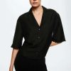 Clothing * | Mango Almond-H Button-Down Blouse Black