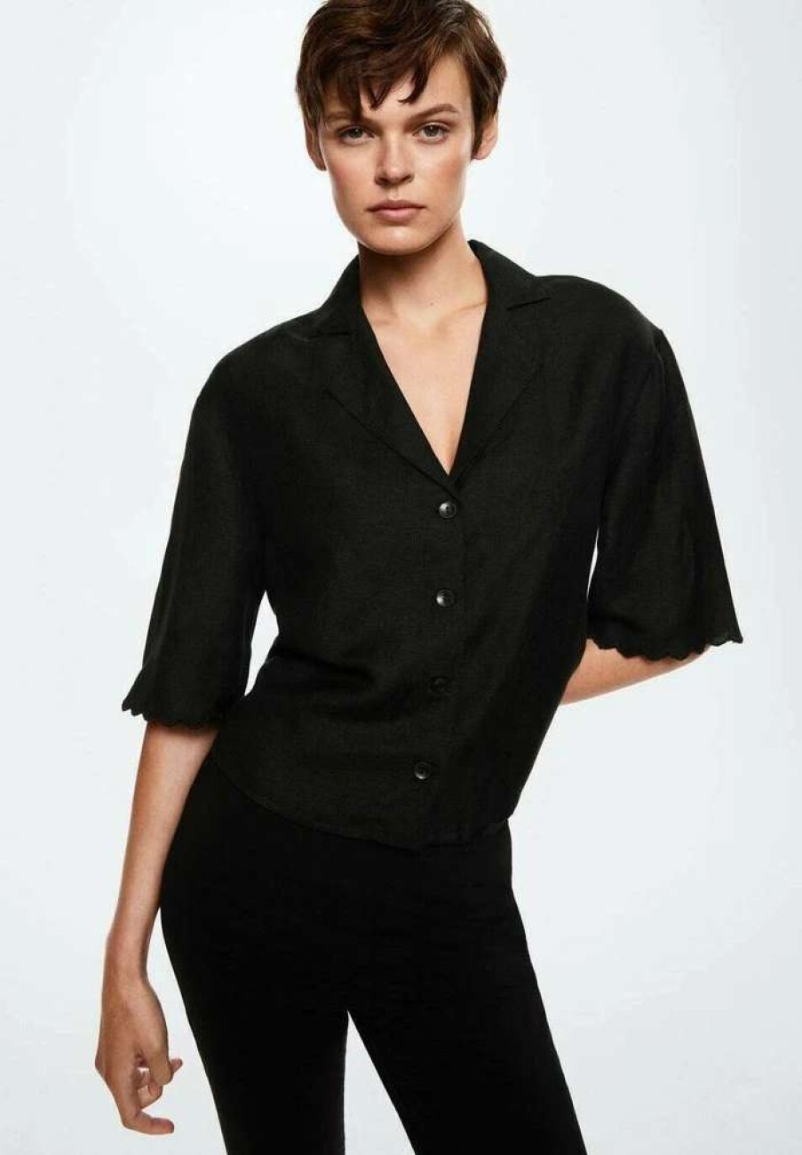 Clothing * | Mango Almond-H Button-Down Blouse Black