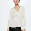 Clothing * | Mango Bibiana Blouse Ecru