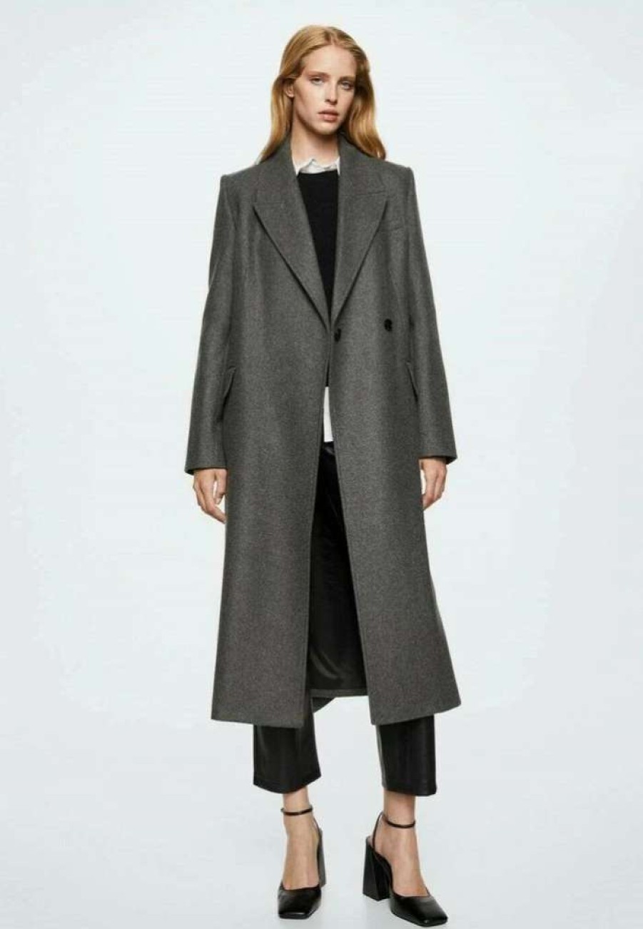 Clothing * | Mango Paris Classic Coat Hellgrau Meliert