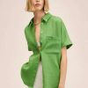 Clothing * | Mango Pai Button-Down Blouse Vert