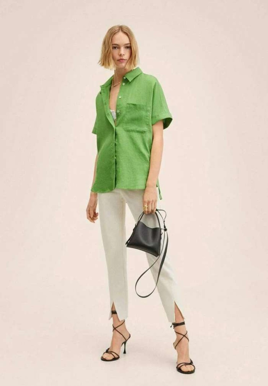 Clothing * | Mango Pai Button-Down Blouse Vert