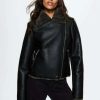 Clothing * | Mango Cadi Faux Leather Jacket Schwarz