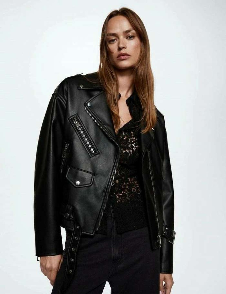 Clothing * | Mango Gift Faux Leather Jacket Cerna