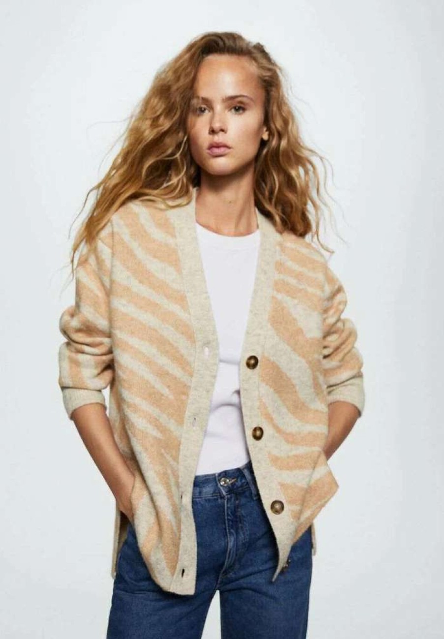 Clothing * | Mango Zebry Cardigan Sand