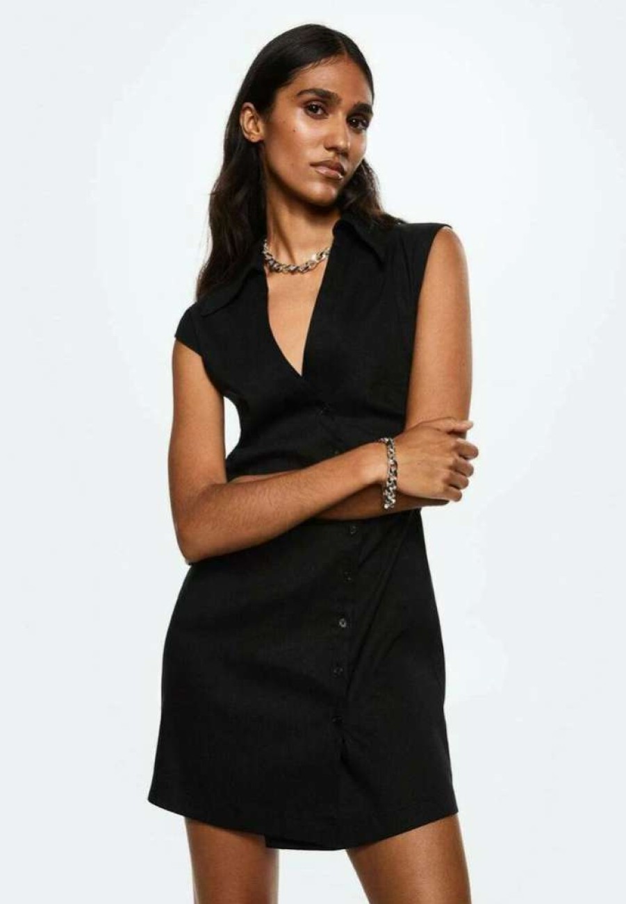 Clothing * | Mango Janet Shirt Dress Schwarz