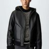 Clothing * | Mango Faux Leather Jacket Black