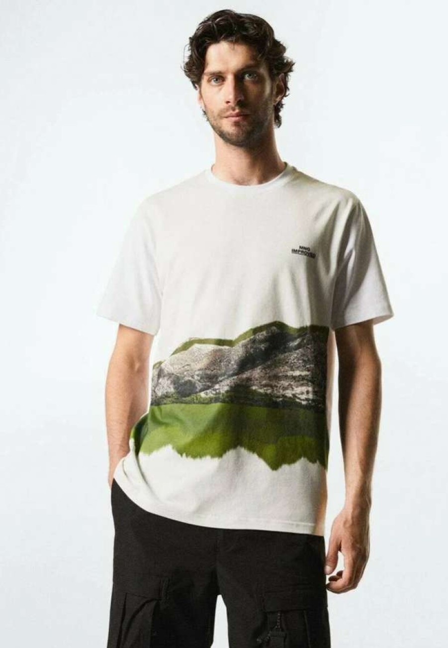 Clothing * | Mango Sabre Print T-Shirt Blanc Casse