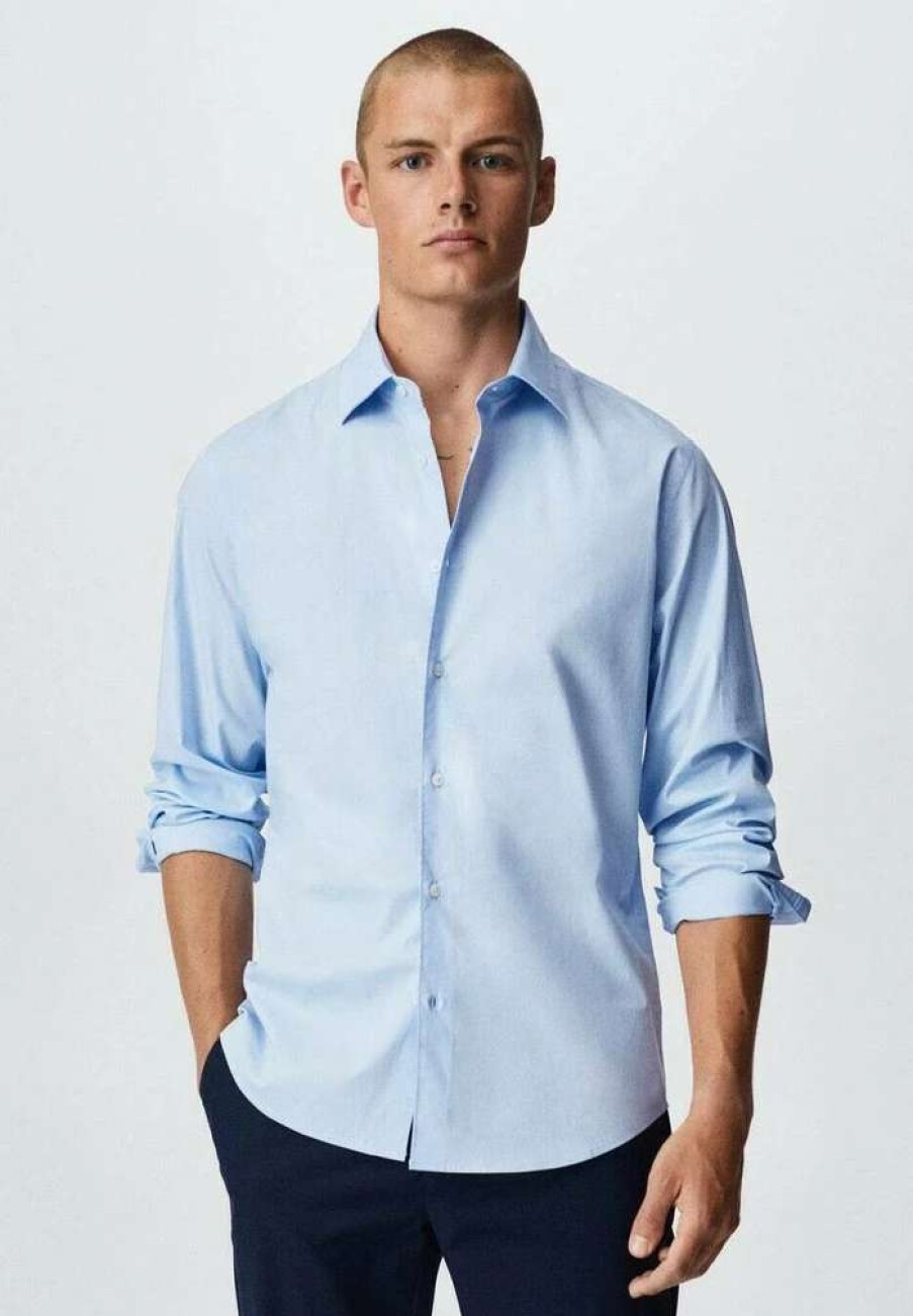 Clothing * | Mango Play Formal Shirt Sky Blue