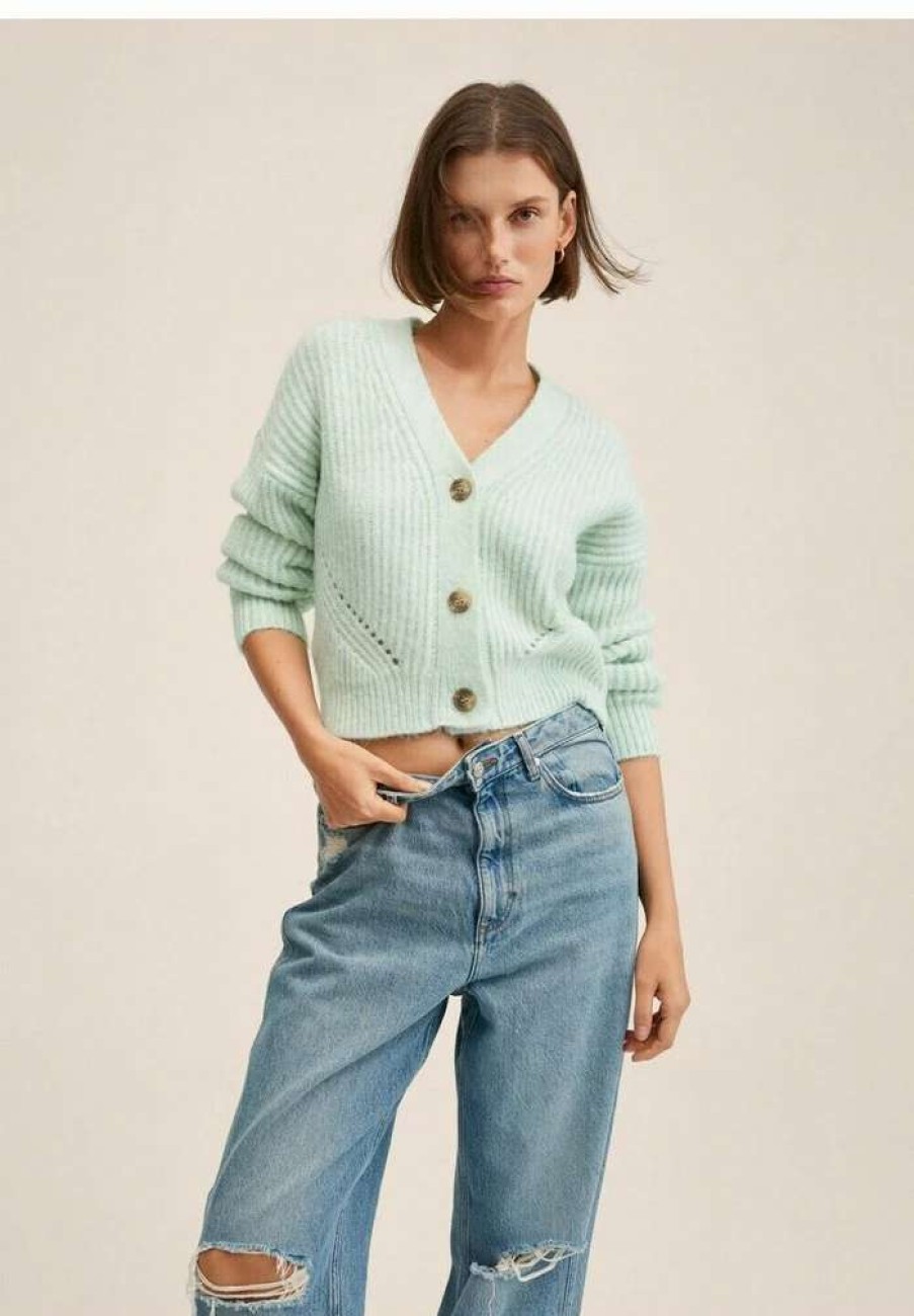 Clothing * | Mango Cardigan Vert D Eau