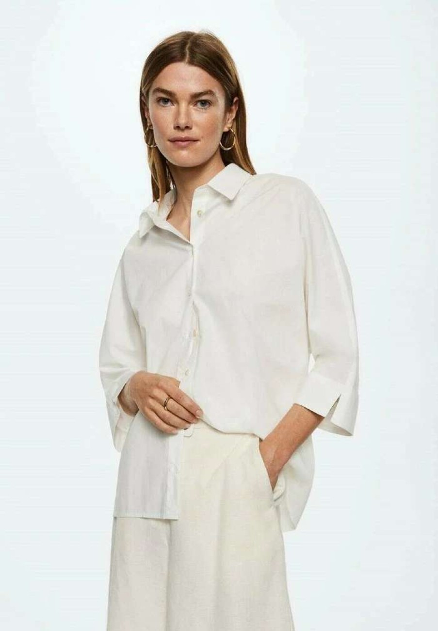 Clothing * | Mango Cancu-H Button-Down Blouse Blanc