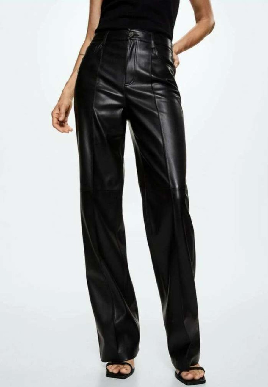 Clothing * | Mango High Trousers Schwarz