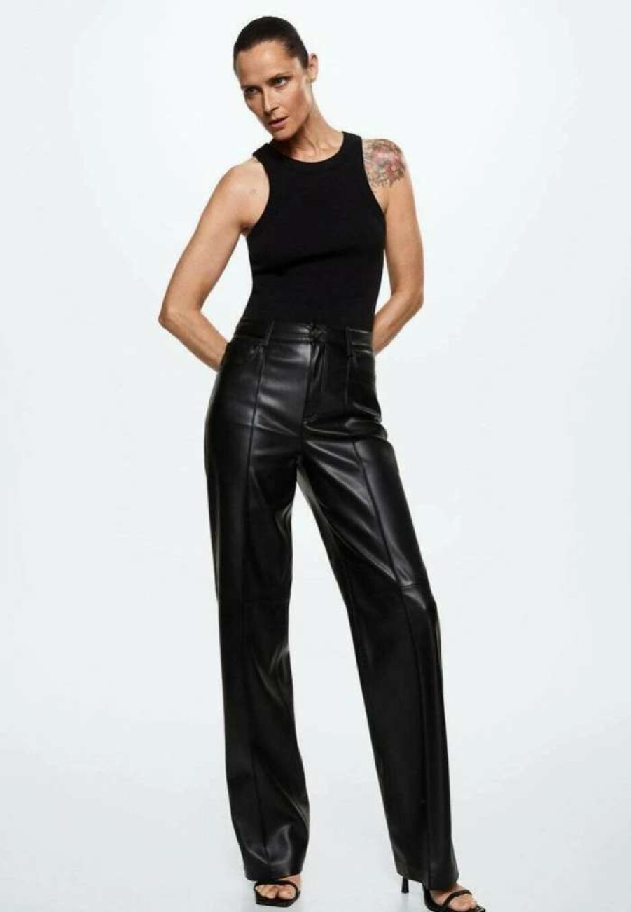 Clothing * | Mango High Trousers Schwarz