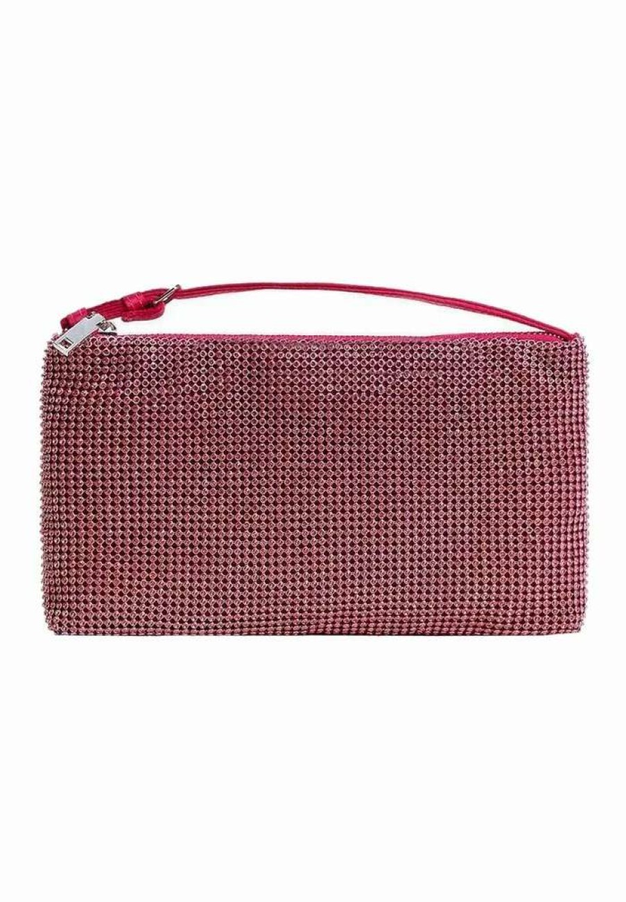 Accessoires * | Mango Strass Handbag Fucsia