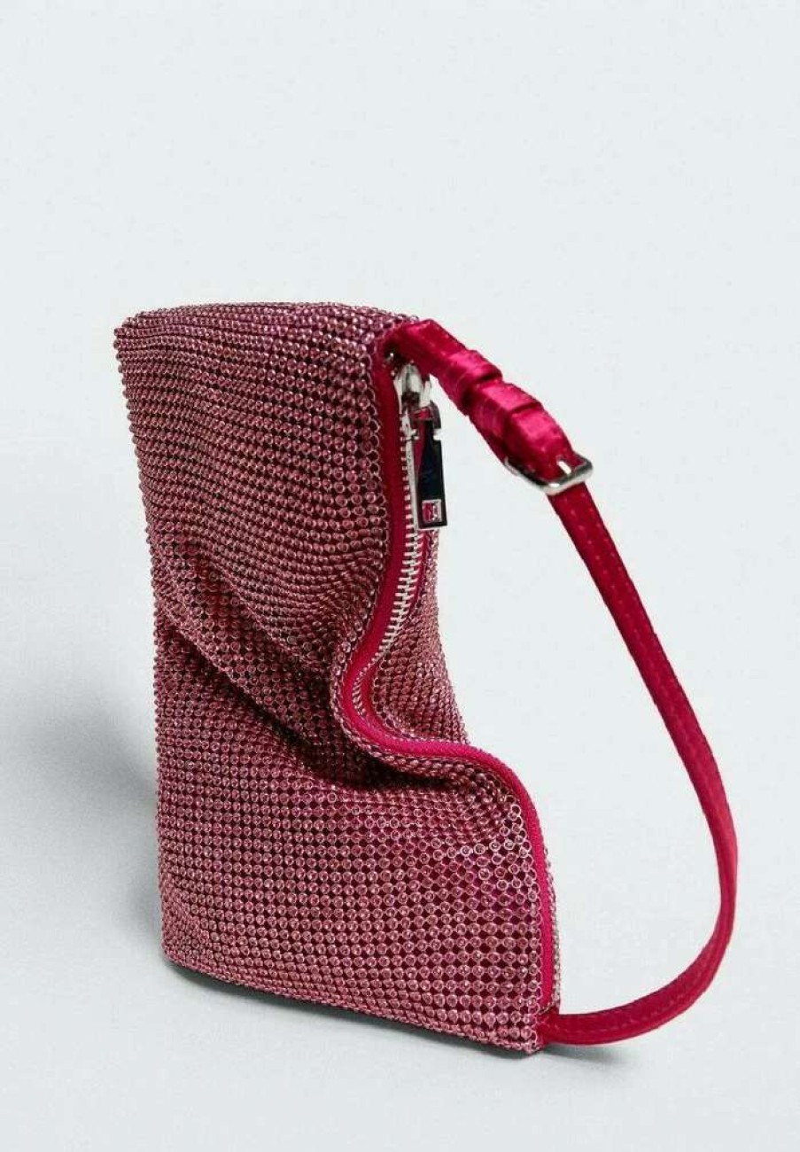 Accessoires * | Mango Strass Handbag Fucsia