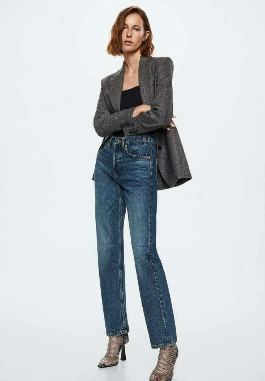 Clothing * | Mango Evelyn Straight Leg Jeans Bleu Fonce Vintage