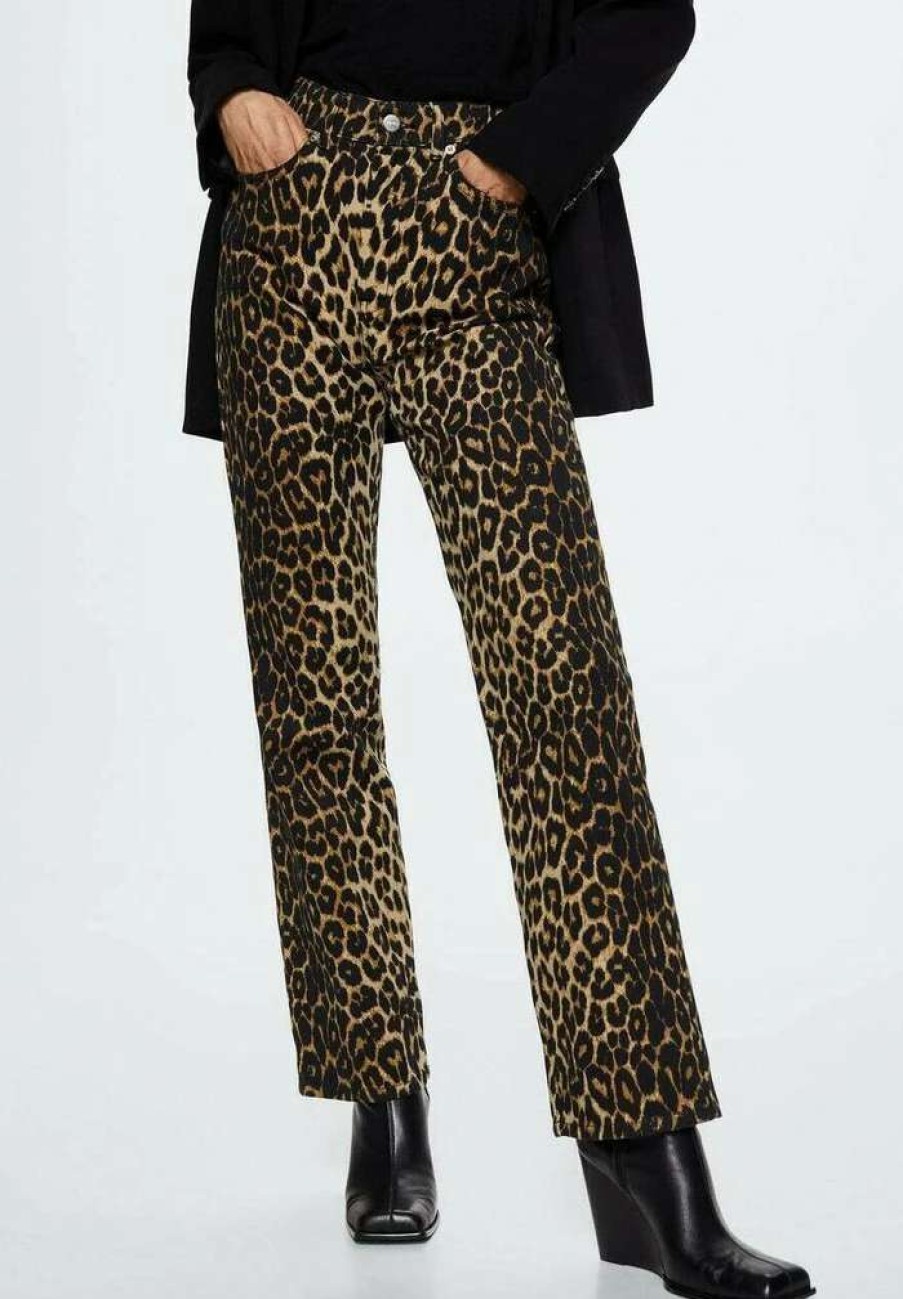 Clothing * | Mango Leopard Trousers Marron