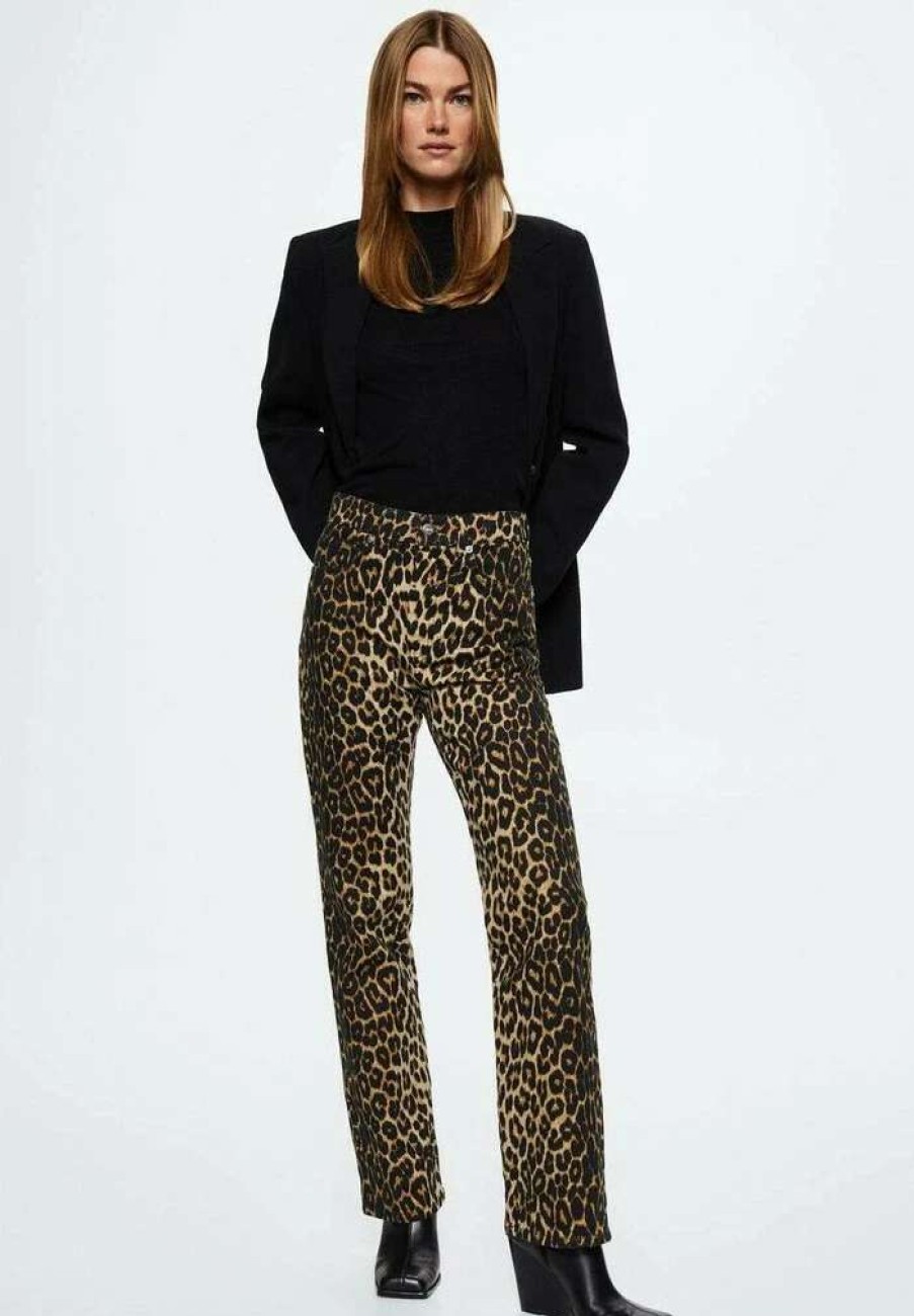 Clothing * | Mango Leopard Trousers Marron