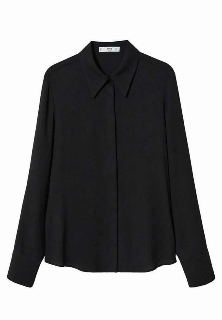 Clothing * | Mango Treven Button-Down Blouse Noir