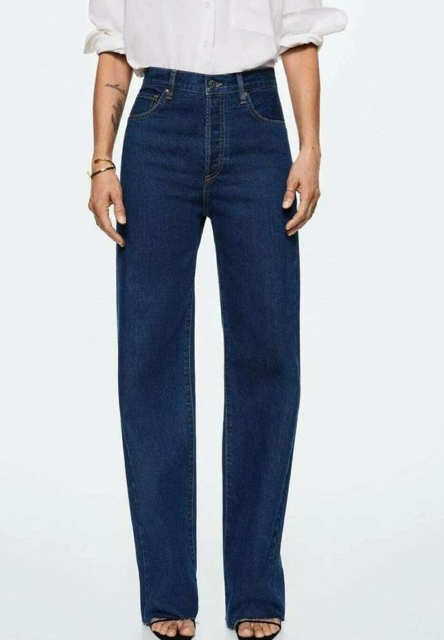 Clothing * | Mango Nora Straight Leg Jeans Dark Blue