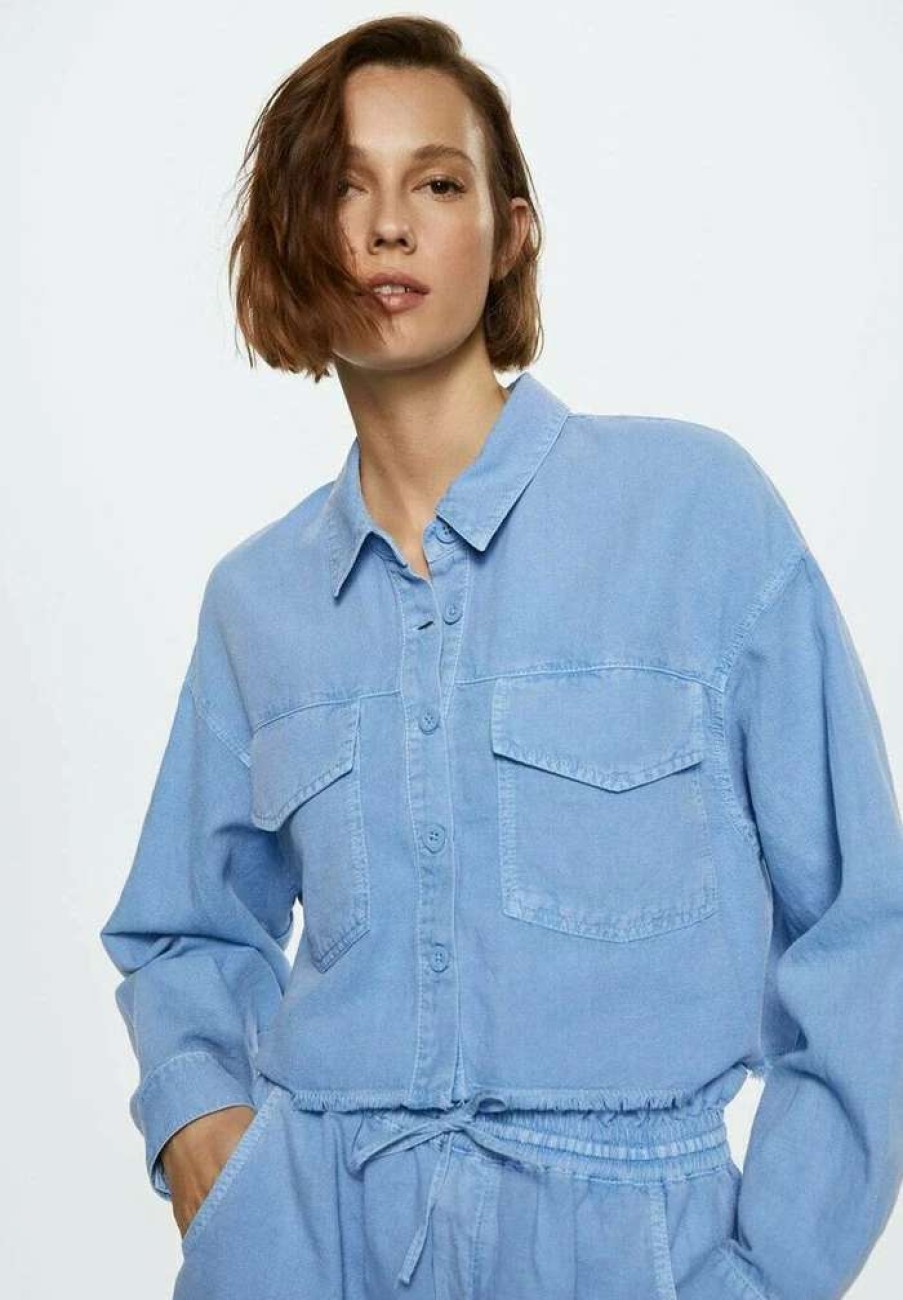 Clothing * | Mango Nala Button-Down Blouse Sky Blue