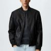 Clothing * | Mango Pla Faux Leather Jacket Schwarz