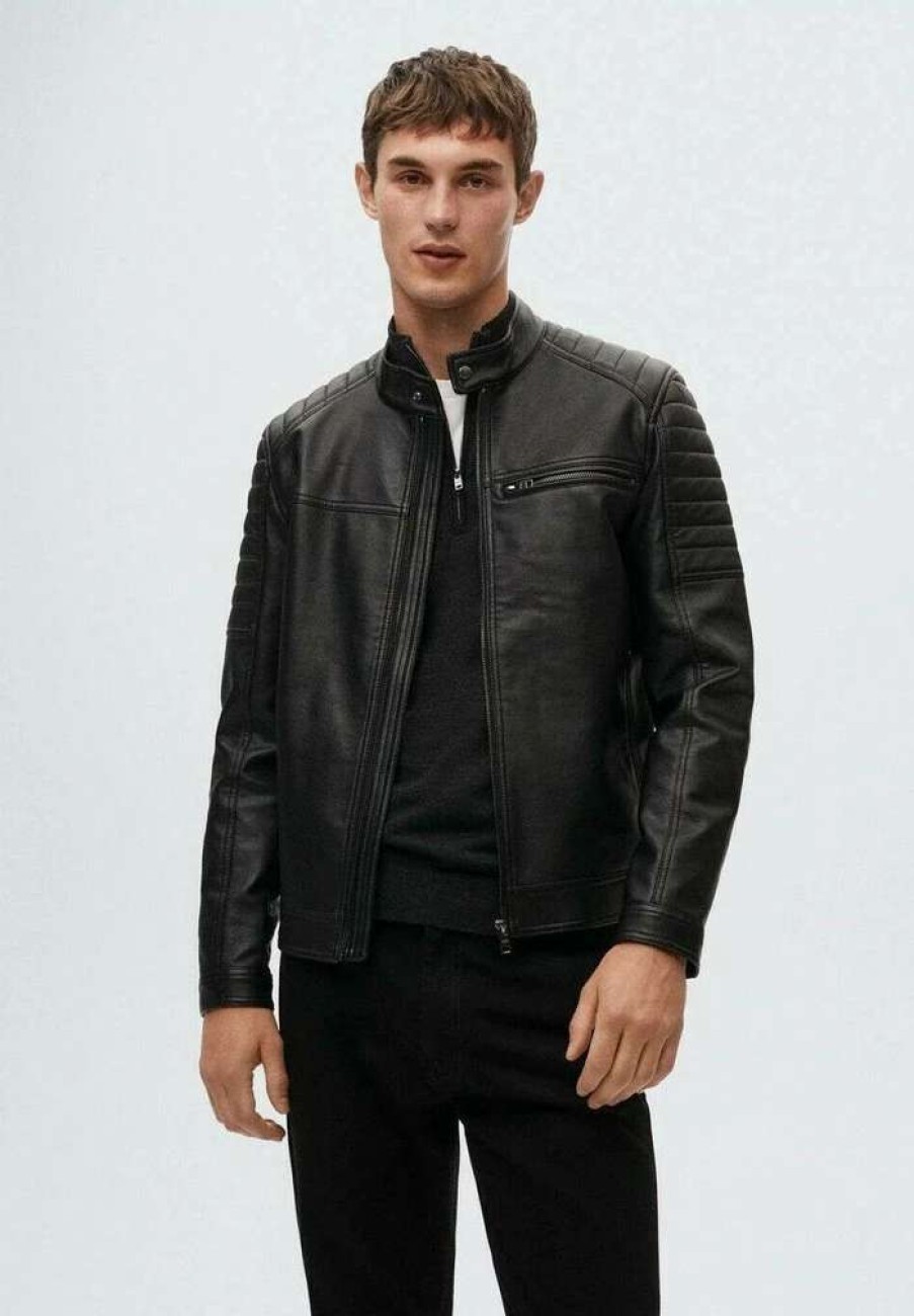 Clothing * | Mango Joseno Faux Leather Jacket Schwarz