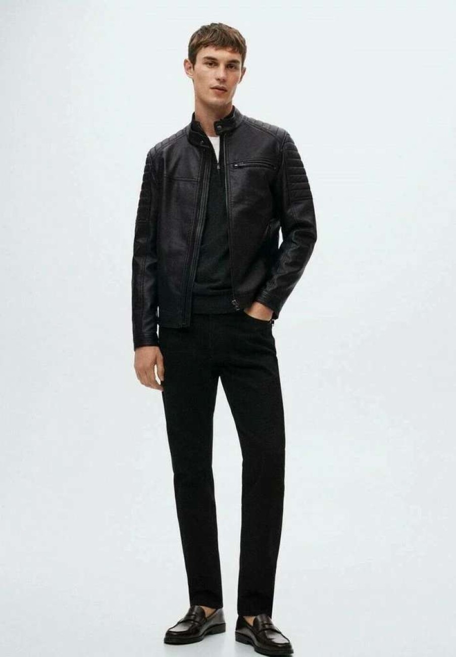 Clothing * | Mango Joseno Faux Leather Jacket Schwarz