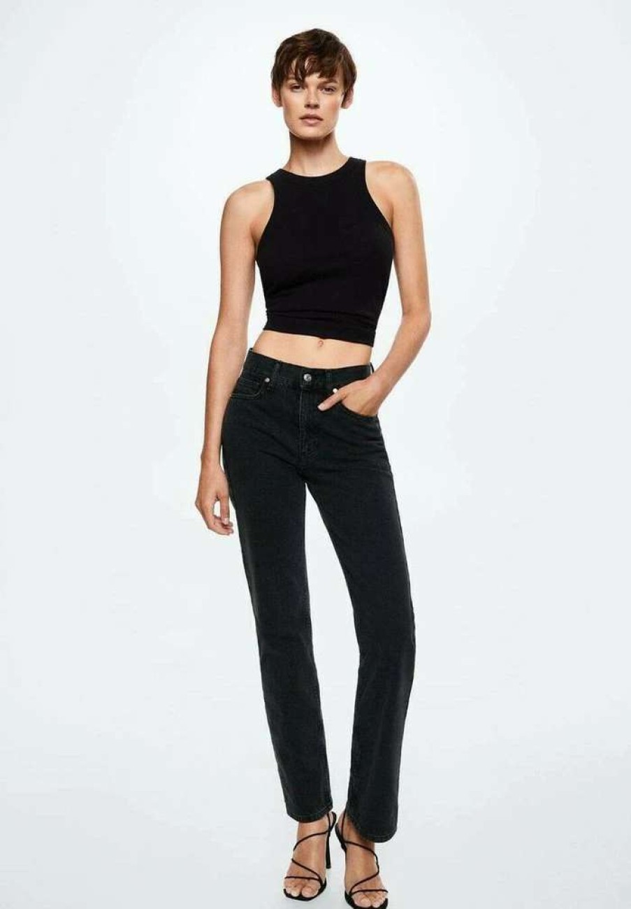 Clothing * | Mango Matilda Straight Leg Jeans Black Denim