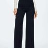 Clothing * | Mango Flor Trousers Bleu Marine Fonce